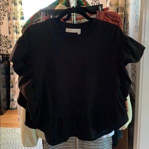 Black shirt with ruffles